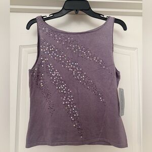 NEW ADRIANNA PAPELL PURPLE SEQUIN PARTY COCKTAIL FORMAL TANK TOP SMALL PETITE